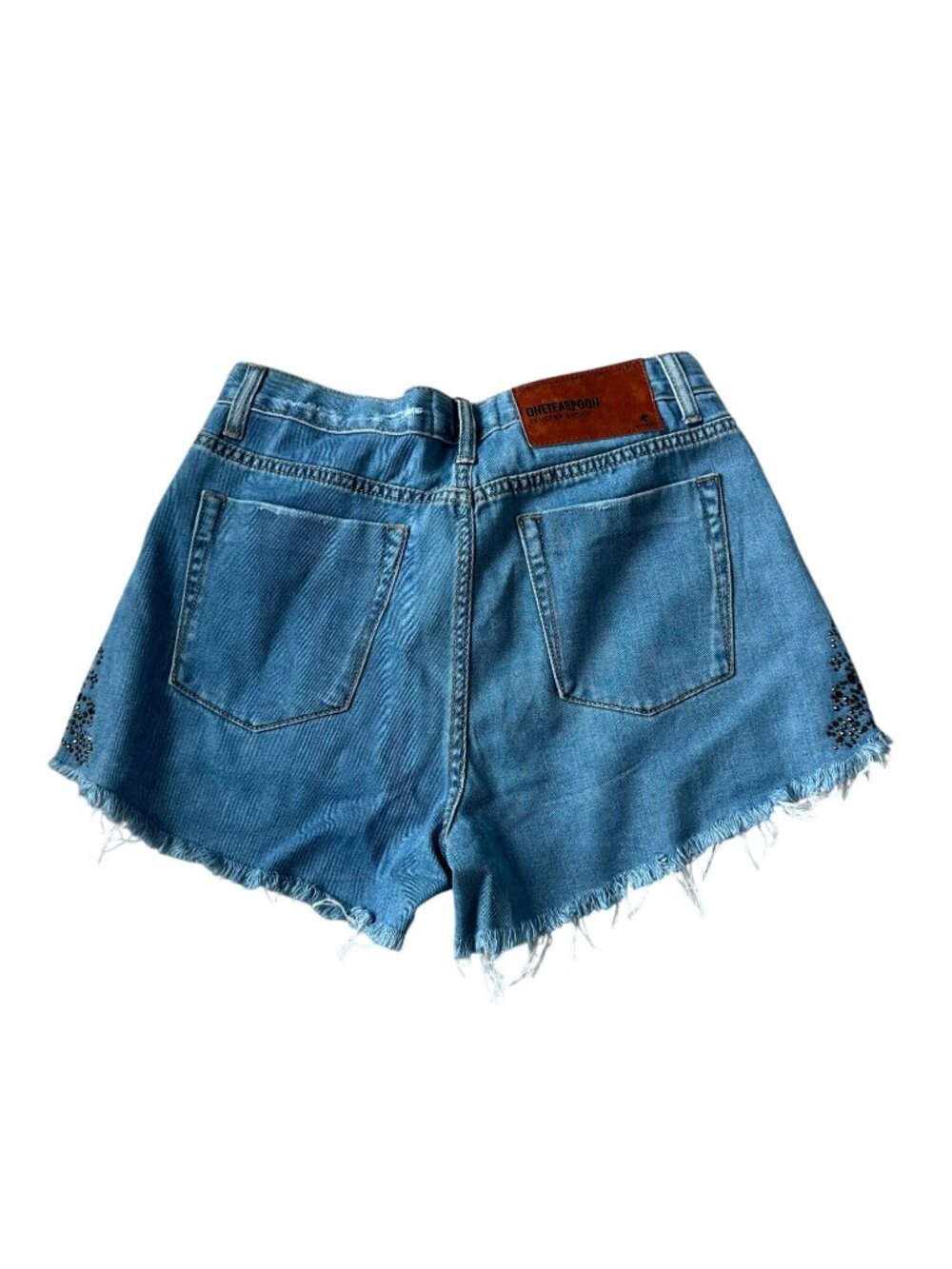 ONE TEASPOON Crystal Rocks Swarovski Collab Denim Shorts Sz 28 NEW - Picture 3 of 9